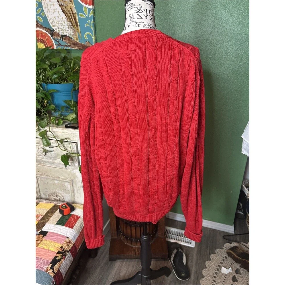 Vtg Northsport 100% Cotton Oversized Red Sweater 90s Butter Mom Preppy Large